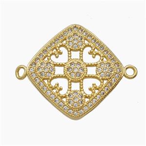 Copper Pendant Pave Zircon, Gold Plated, approx 22mm