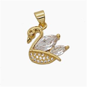 Copper Pendant Pave Zircon, Gold Plated, approx 15mm
