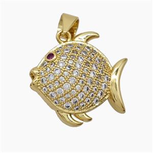 Copper Pendant Pave Zircon, Gold Plated, approx 17-18mm