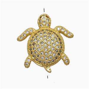 Copper Pendant Pave Zircon, Gold Plated, approx 17-18mm