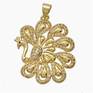 Copper Pendant Pave Zircon, Gold Plated, approx 25-27mm