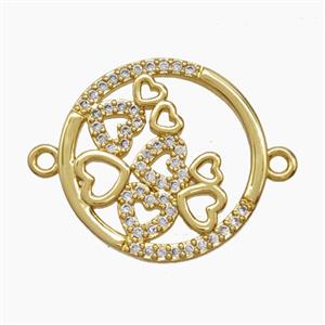 Copper Pendant Pave Zircon, Gold Plated, approx 18mm