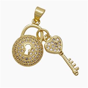 Copper Pendant Pave Zircon, Gold Plated, approx 7-17mm, 12-16mm
