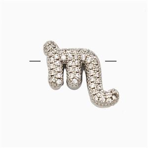 Copper Symbols Pendant Pave Zirconia Zodiac Scorpio Platinum Plated, approx 12-13mm