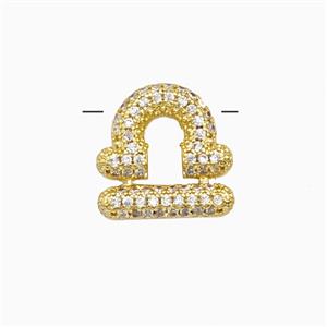 Copper Symbols Pendant Pave Zirconia Zodiac Libra Gold Plated, approx 12-13mm