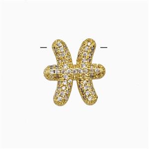 Copper Pendant Pave Zircon, Gold Plated, approx 12-13mm