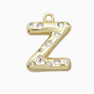 Copper Letter-Z Pendant Pave Zirconia Gold Plated, approx 15-18mm