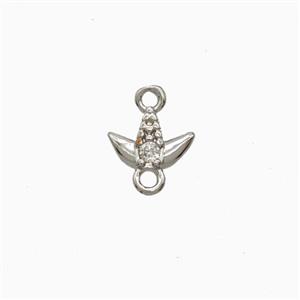 Copper Tulip Connector Pave Zirconia Platinum Plated, approx 6mm