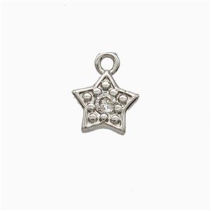 Copper Star Pendant Pave Zirconia Platinum Plated, approx 6mm