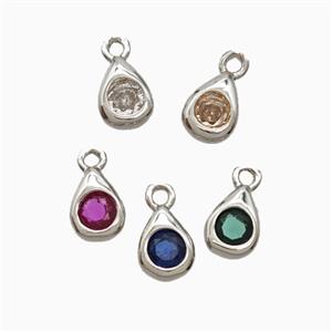 Copper Teardrop Pendant Pave Zirconia Platinum Plated Mixed, approx 4-6mm