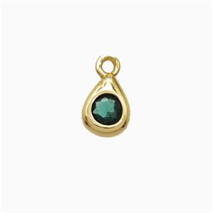 Copper Teardrop Pendant Pave Zirconia Gold Plated, approx 4-6mm