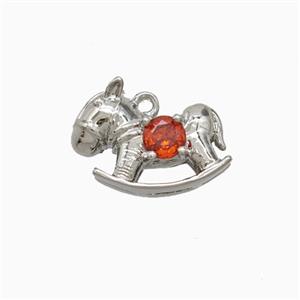 Copper Trojanhorse Pendant Pave Zirconia Platinum Plated, approx 10-14mm