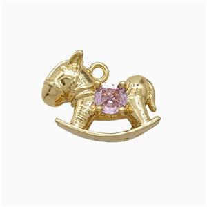Copper Trojanhorse Pendant Pave Zirconia Gold Plated, approx 10-14mm