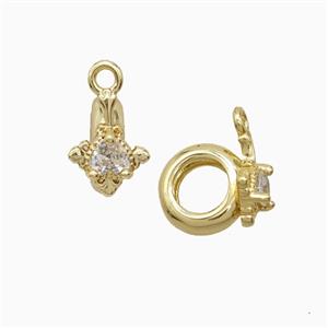 Copper Bail Pendant Pave Zirconia Gold Plated, approx 8mm