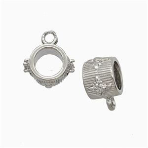 Copper Bail Pendant Pave Zirconia Platinum Plated, approx 8mm, 5mm hole