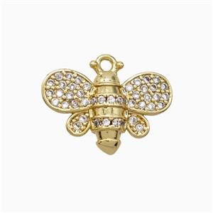 Copper Honeybee Pendant Pave Zirconia Gold Plated, approx 13-16mm