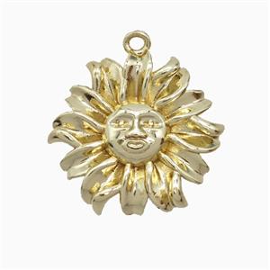 Copper Sun Pendant Gold Plated, approx 22mm