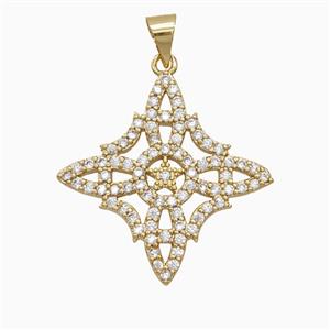 Copper Witch Knot Pendant Pave Zirconia Gold Plated, approx 25mm