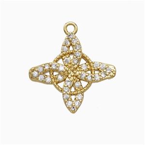 Copper Witch Knot Pendant Pave Zirconia Gold Plated, approx 18mm