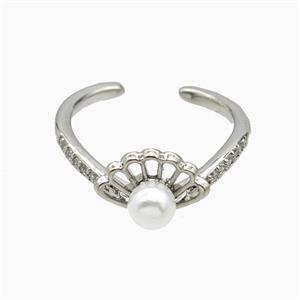 Copper Rings Pave Resin Platinum Plated, approx 8-11mm, 18mm dia