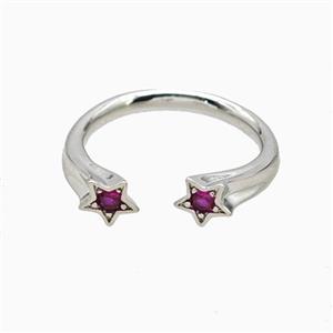 Copper Star Rings Pave Zirconia Platinum Plated, approx 5mm, 18mm dia