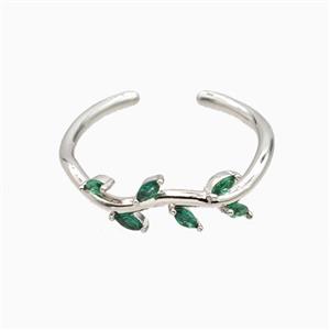 Copper Leaf Rings Pave Zirconia Platinum Plated, approx 6mm, 18mm dia