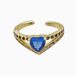 Copper Heart Rings Pave Zirconia Crystal Glass Gold Plated, approx 8mm, 18mm dia
