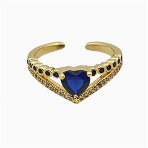 Copper Heart Rings Pave Zirconia Crystal Glass Gold Plated, approx 8mm, 18mm dia
