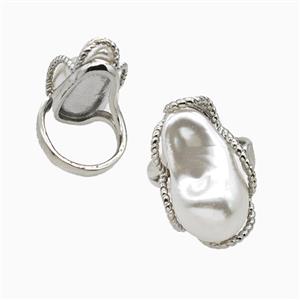 Copper Ring Pave Pearlized Resin Platinum Plated, approx 15-25mm, 18mm dia