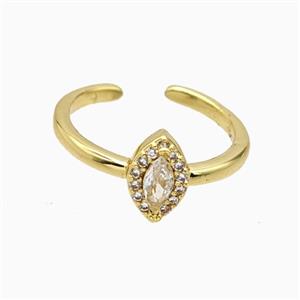 Copper Eye Rings Pave Zirconia Crystal Glass Gold Plated, approx 6-9.5mm, 18mm dia