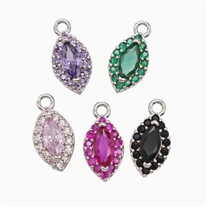 Copper Eye Pendant Pave Zirconia Crystal Glass Platinum Plated Mixed, approx 6-9.5mm