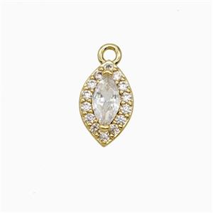 Copper Eye Pendant Pave Zirconia Crystal Glass Gold Plated, approx 6-9.5mm