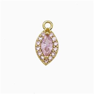 Copper Eye Pendant Pave Zirconia Crystal Glass Gold Plated, approx 6-9.5mm