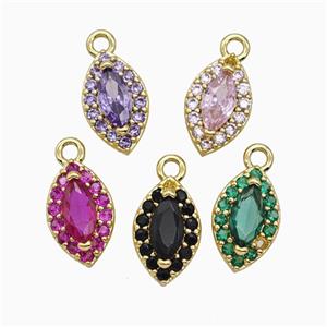 Copper Eye Pendant Pave Zirconia Crystal Glass Gold Plated Mixed, approx 6-9.5mm