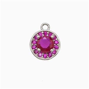 Copper Sun Pendant Pave Zirconia Crystal Glass Platinum Plated, approx 9mm