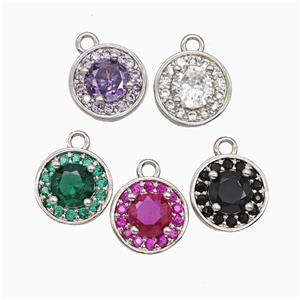 Copper Sun Pendant Pave Zirconia Crystal Glass Platinum Plated Mixed, approx 9mm