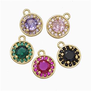 Copper Sun Pendant Pave Zirconia Crystal Glass Gold Plated Mixed, approx 9mm