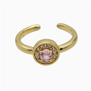 Copper Ring Pave Zircon, Gold Plated, approx 9mm, 18mm dia