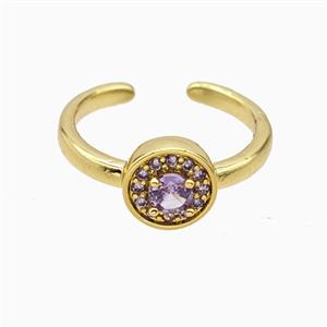 Copper Ring Pave Zircon, Gold Plated, approx 9mm, 18mm dia