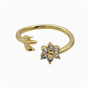 Copper Earring Studs Pave Zircon, Gold Plated, approx 7.5mm, 18mm dia