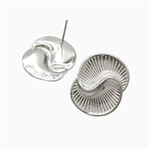 Copper Stud Earrings Platinum Plated, approx 18-23mm