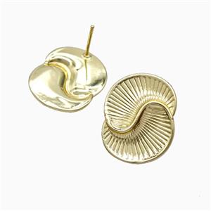 Copper Stud Earrings Gold Plated, approx 18-23mm