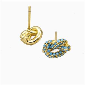 Copper Earring Studs Pave Zircon, Gold Plated, approx 7-11mm
