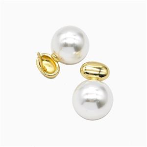 Copper Earring Studs Pave Zircon, Gold Plated, approx 9mm, 12mm