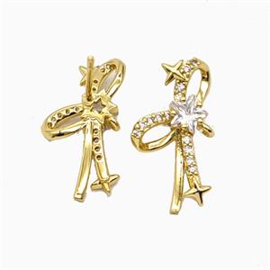 Copper Earring Studs Pave Zircon, Gold Plated, approx 12-21mm