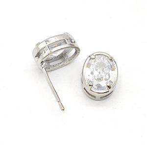 Copper Earring Studs Pave Zircon, Gold Plated, approx 8-10mm