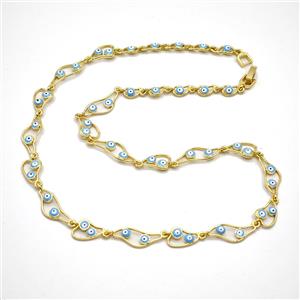 Copper Necklace With Evil Eye Gold Plated, approx 8-15mm, 44cm length