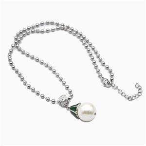 Copper Ball Necklace With Resin Platinum Plated, approx 13-20mm, 3mm, 42-47cm length