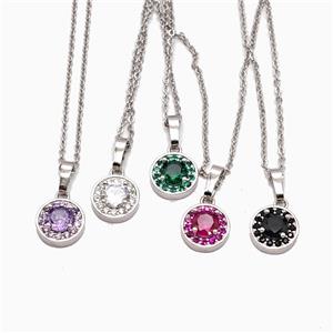 Copper Sun Necklace Pave Zirconia Platinum Plated Mixed, approx 9mm, 1mm, 48cm length