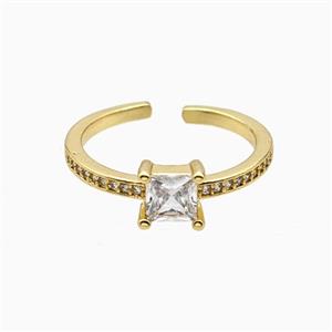 Copper Ring Pave Zircon, Gold Plated, approx 6mm, 18mm dia